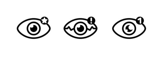 Eye icon with modern notification and message. Creative eye icon in modern line style for your web mobile app logo design. Pictogram isolated on a white background. Editable linear set. vector