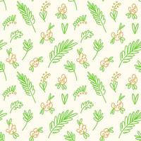 Rustic seamless pattern with a flower meadow in a simple linear style vector