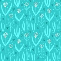 Seamless pattern with a field of tulips and leaves vector