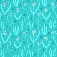 Seamless pattern with a field of tulips and leaves vector