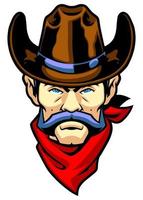 cowboy head mascot with bandana vector