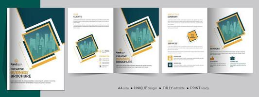 Creative Bifold Brochure Design Template. Multipurpose Template, Include Cover, Back And Inside Pages. vector