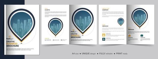 Creative Bifold Brochure Design Template. Multipurpose Template, Include Cover, Back And Inside Pages. vector