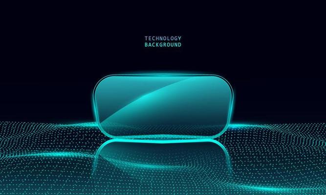 abstract glass on wave technology background with blue light smooth and flow. Metaverse.