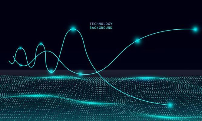 abstract wave technology background with blue light smooth and flow.