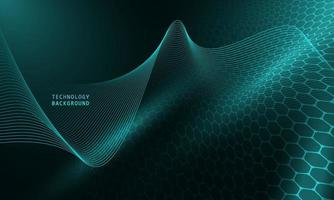 abstract wave technology background with blue light smooth and flow. vector