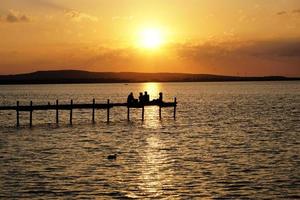 sunset over lake Steinhuder Meer in Germany photo