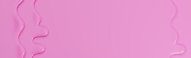 Melted Strawberry Ice Cream flow down on pink banner Background with copy space.,3d model and illustration. photo