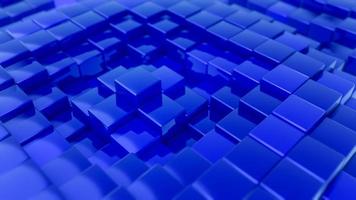 patrón de ondas minimalista hecho de cubos. Fondo futurista de superficie ondulada cúbica azul abstracta. Ilustración de procesamiento 3d. foto
