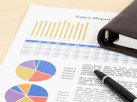 Marketing report pie chart with graph analysis photo