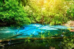 Blue Pool, turquoise crystal clear spring hidden in middle of forest, Krabi, Thailand photo