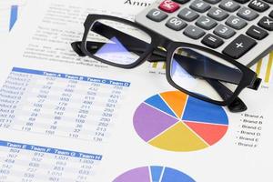 Marketing report pie with chart graph analysis photo