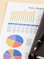 Marketing report pie chart with graph analysis photo