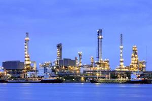 Oil refinery at twilight photo