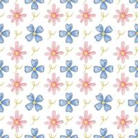 Watercolor pink and blue floral seamless pattern with hand drawn  eustomas. Pattern with delicate flowers and leaves. Watercolor texture for wrapping paper, fabric, decor photo