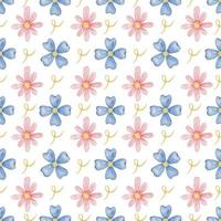 Watercolor pink and blue floral seamless pattern with hand drawn  eustomas. Pattern with delicate flowers and leaves. Watercolor texture for wrapping paper, fabric, decor photo