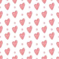 Watercolor seamless pattern with pink hearts and dots photo