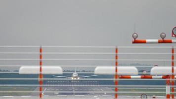 Airplane landing at wet weather video