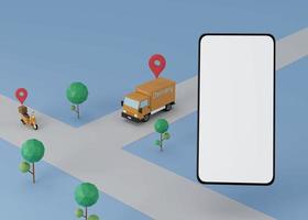 Logistic delivery with location tracking service 3D render illustration photo