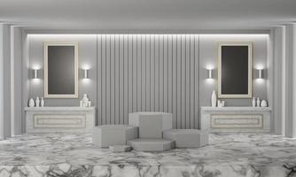 Hexagon podium in luxury dressing room background 3D render illustration photo
