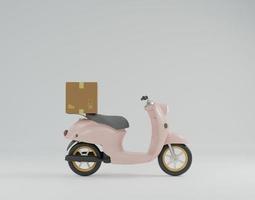 Online express delivery scooter parcel box service 3D render illustration