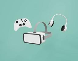 Minimal Virtual Reality goggles joystick and headphone 3D render illustration photo