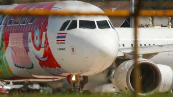 Airplane at the airport, close-up video