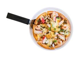 delicious pizza with seafood photo