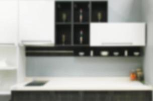 modern kitchen interior blurred background photo