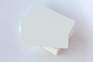 Stack of blank business card on white background photo