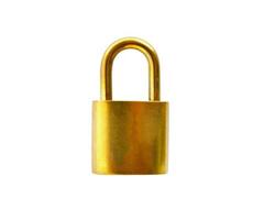 golden padlock isolated on white background photo