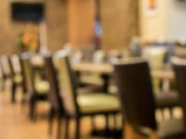 Blur restaurant table with seat abstract background photo