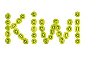 kiwi letters from kiwi fruit slice photo