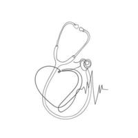 continuous line drawing stethoscope illustration vector isolated