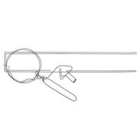 continuous line drawing magnifying glass and arrow cursor icon symbol for search illustration in contour line vector