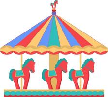 Funfair carnival vintage flying horse carousel colored icon vector