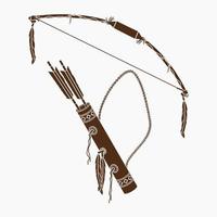 Editable Vector of Isolated Native American Archery Tools Illustration in Flat Monochrome Style for Traditional Culture and History Related Design
