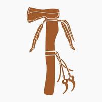 vector editable de la ilustración del hacha tomahawk nativa americana aislada en un estilo monocromático plano para la cultura tradicional y el diseño relacionado con la historia