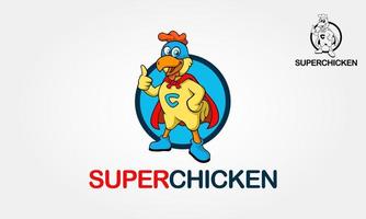 Super Chicken Logo Cartoon Character. Vector illustration with simple gradients, vector logo illustration.