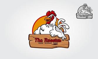 el personaje de dibujos animados del logo del gallo. un gallo de dibujos animados feliz dando un pulgar hacia arriba. ilustración de logotipo vectorial vector