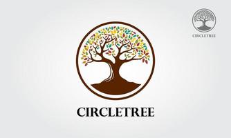 plantilla de logotipo vectorial de árbol circular. este es un logotipo moderno minimalista que presenta un árbol colorido estilizado. este diseño de logotipo para todos los negocios creativos. consultoría, excelente logotipo, concepto simple y único. vector