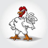 Chicken vector cartoon character smiling and giving thumb up. Funny Cartoon Super Rooster mascot illustration.