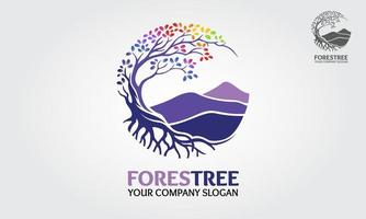 Forest Tree dinamic color vector logo. Tree and mountain vector design elements original, that were created to highlight the growth, travel, spirit, mountain and lifestyle.