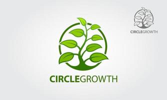 plantilla de logotipo de vector de crecimiento de círculo. logotipo de vector de árbol circular este hermoso árbol es un símbolo de vida, belleza, crecimiento, fuerza y buena salud.