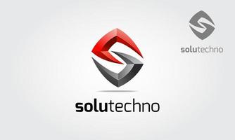 plantilla de logotipo vectorial solutechno. este es un logotipo abstracto, pero también puede interpretarse como un logotipo de letra s. ilustración del logotipo del vector de solución.