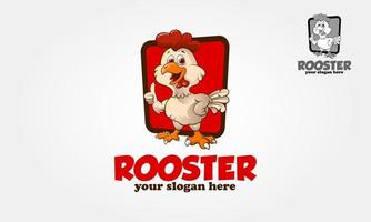 personaje de dibujos animados del logotipo de gallo. divertido pollo de dibujos animados dando un pulgar hacia arriba. ilustración de logotipo vectorial vector