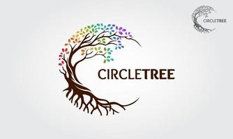logotipo de vector de árbol circular este hermoso árbol es un símbolo de vida, belleza, crecimiento, fuerza y buena salud. estilo del árbol del arco iris.