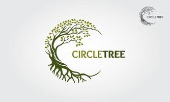 Circle Tree vector logo this beautiful tree is a symbol of life, beauty, growth, strength, and good health.