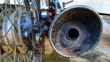 Cianjur Regency, West Java, Indonesia on April 6, 2022 - Rear view of motorcycle exhaust. photo