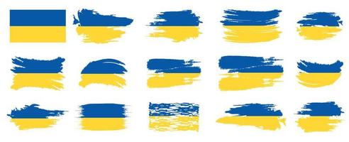 Ukraine flag brush design. Ukraine national flag brush stroke effect on white background vector design set. Ukraine flag vector illustration